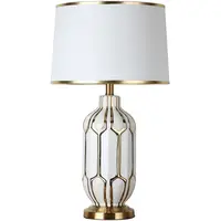 Lámpara de mesa de lujo, cerámica dorada, E27, para Hotel, escritorio, dormitorio, cama, sencilla, moderna