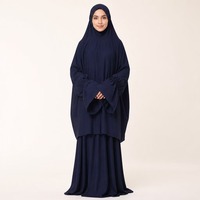 Ensemble de prière Mukena bleu marine pour femmes, vêtements islamiques modestes d'Indonésie