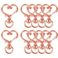 Lot de fermoirs porte-clés pivotants en forme de cœur, clips en métal, mousquetons en alliage doré, boucles de suspension, accessoires pour porte-clés faits main