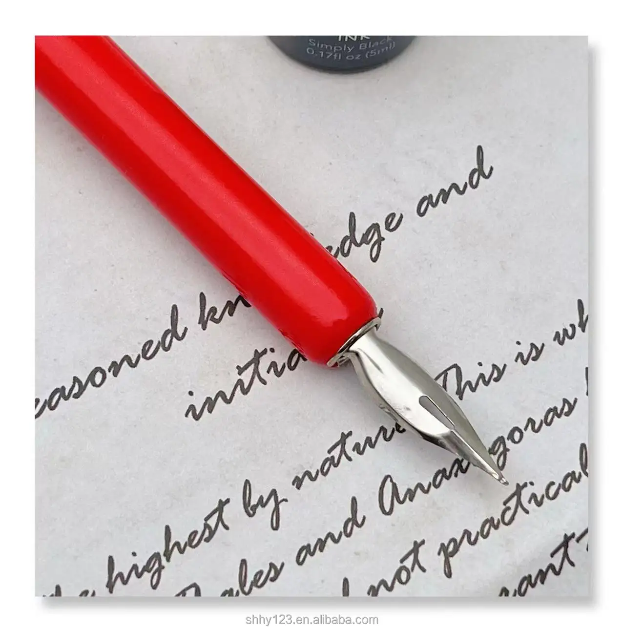 HY kırmızı kaligrafi kalemi takım, kırmızı kaligrafi seti yeni başlayanlar için 1 adet kalem 3 adet hazretleri yazma, imza