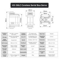 Servo Inteligente Hiwonder HX-08LC Micro Coreless con Bus Serial, 8 kg.cm de Alto Torque y Velocidad, Motor de Engranajes Metálicos de Doble Eje