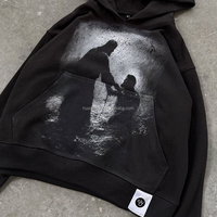 Fournisseur de premier plan : Sweat à capuche personnalisé avec impression graphique, coupe ample délavée, sans cordon, OEM, marque privée, tissu épais, vente en gros