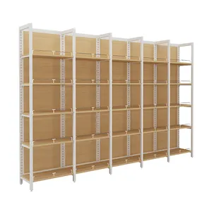 Wooden wall display rack store shelves gondola shelving for clothing store grocery store pharmacy