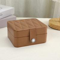 Boîte à bijoux portable en cuir PU avec miroir intégré, petite taille, pour ranger bagues et boucles d'oreilles, idéale pour les déplacements