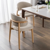 Chaise de salle à manger nordique en bois massif, design moderne et minimaliste, avec accoudoirs et siège rembourrés, dossier pour hôtel, ensemble de chaises de table à manger pour la maison