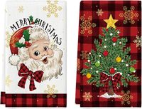 FF3380 torchons de noël père noël arbre de noël bonhomme de neige torchons 250gsm 60*40cm hiver noël cuisine essuie-mains