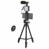 Trépied de Table pour téléphone portable, Kit vidéo Vlog, support de téléphone, lumière vidéo LED, volet à distance, Kit de Vlog pour Smartphone avec Microphone