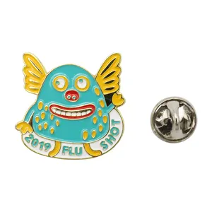 Direct Manufacturer Zinc Alloy 2019 Flu Shot Pin Metal School Pin Badge Logo