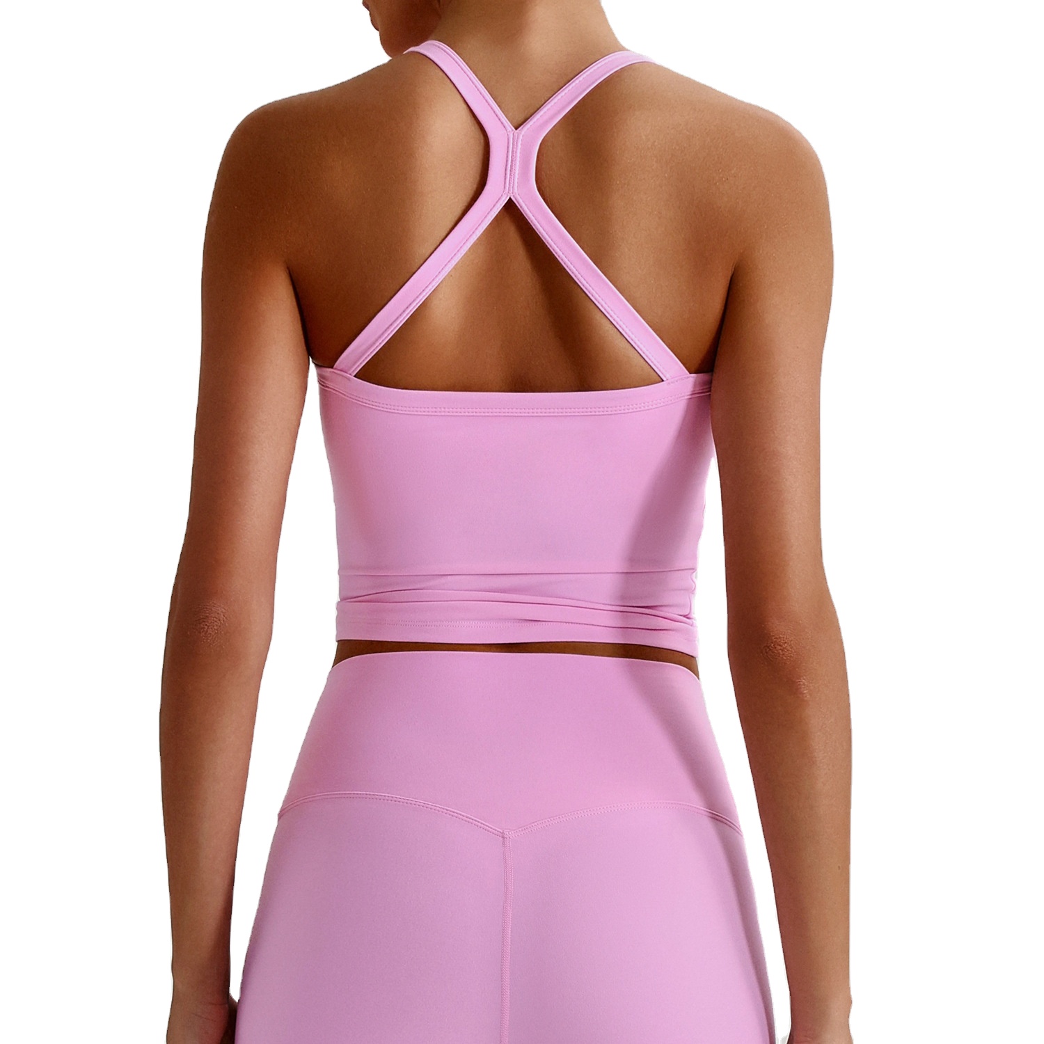 Women's Quick-Dry Stretchy Four-Way Breathable Slimming Yoga Top Cross Back Sexy Square Neck Tank Top for Fitness Sportswear