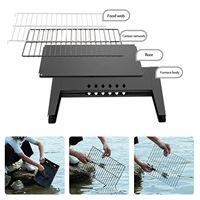 Kit d'accessoires de barbecue moderne et compact pour extérieur, en fer, pliable, compatible charbon de bois jetable