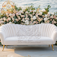 Sofás Modernos para Sala de Estar de 1, 2 y 3 Plazas, Muebles para Bodas, Sofá de Tela de Lujo con Brazos de Acero Dorado y Estructura Metálica
