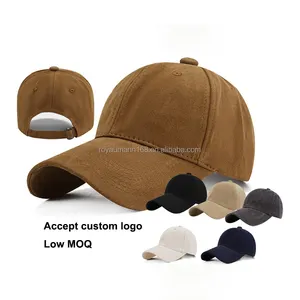High Quality Vintage Large Size Custom Logo Summer Hats Sanded Fabric Plain 100% Cotton 6 Panel Curved Brim Baseball Cap