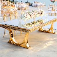 Table de salle à manger moderne et élégante avec cadre en métal et dessus en verre, ensemble de 8 à 10 chaises