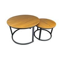 Table basse ronde moderne en MDF pour l'entrée de la maison, la villa et l'hôtel – Design unique avec structure métallique