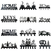 Porte-clés mural en métal noir, support mural pour clés avec découpe silhouette, organisateur de clés mural pour entrée, décoration intérieure, cadeau