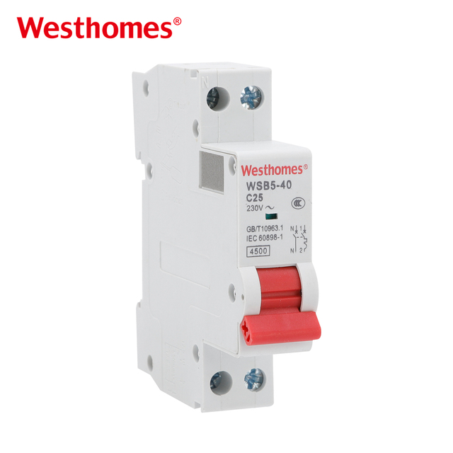 Westhomes WSB5-40 Miniature Circuit Breaker MCB 2P 6A-40A AC230V B/C Curve for Residential and Commercial Distribution Panels
