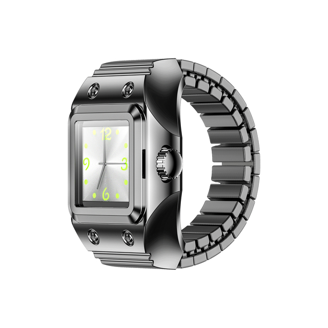 Smart Watch Ring Classic Square Design Glowing Metal Band Fitness Tracker Hybrid Health Monitor for Men Stylish Wristband