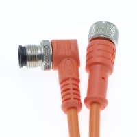 Connecteur Circulaire M12 Personnalisé 4 Broches Orange Câble Surmoulé Code A Droit Câble Surmoulé Blindé Personnalisé