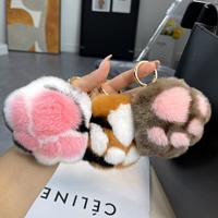 Porte-clés de voiture léger en peluche douce motif léopard avec patte de chaton, motif lapin de dessin animé mignon, breloque pour sac à dos, cadeau d'anniversaire