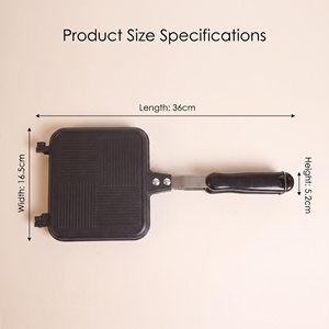 Poêle antiadhésive à motif de grille fine pour cuisinière à gaz, pour petit-déjeuner, toasts, fromages grillés, panini et sandwichs - Product Image 4