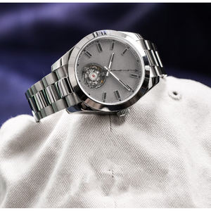 2025 montre-bracelet mécanique en acier pour hommes de luxe haut de gamme étanche montre Tourbillon unique Phase de lune fonction cadran 41mm bande - Product Image 1