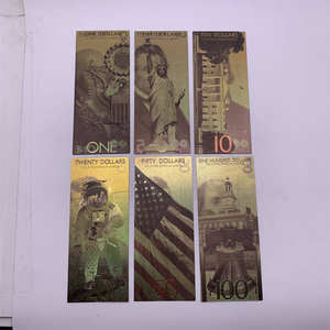 Lote de 6 Billetes de Dólar Estadounidense de 1, 5, 10, 20, 50 y 100 Dólares, Colección de Billetes con Lámina Dorada del Antiguo Presidente - Product Image 3