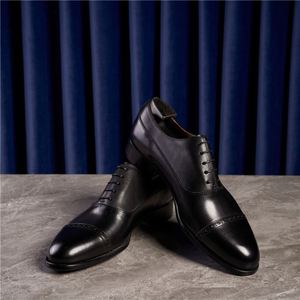 Men's Italian Handmade Lace-up Brogue Shoes British Formal Business Pointed Oxfords Real Leather Wedding Anti-Slip Lightweight - Product Image 4