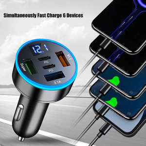 <span class=keywords><strong>Chargeur</strong></span> de voiture USB à charge rapide Type C, adaptateur multi-ports <span class=keywords><strong>5</strong></span> en 1 avec voltmètre pour <span class=keywords><strong>iPhone</strong></span>, produits tendance 2026, nouveautés - Product Image 4