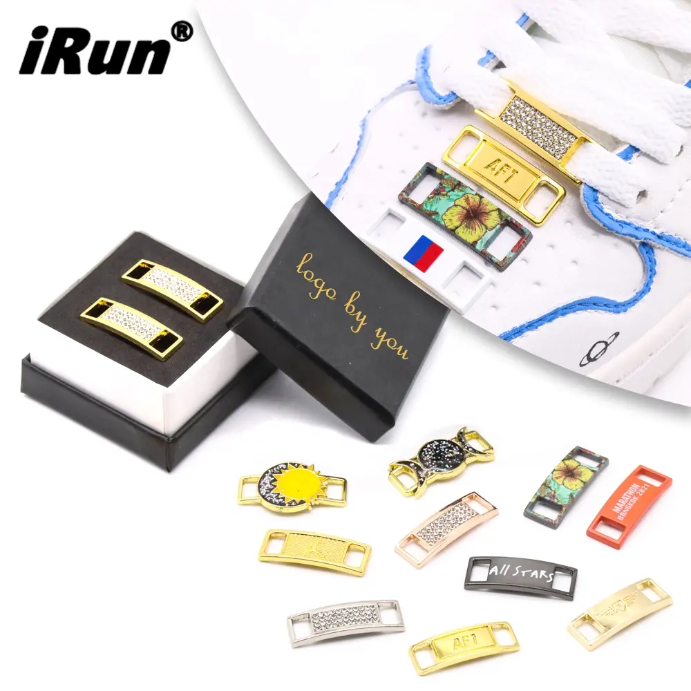 Набор бирок iRun для шнурков, металлические подвесные шнурки с замком, амулетные алфавиты, по индивидуальному заказу