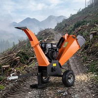 Broyeur de bois à essence GS120 15HP, capacité de 120 mm, déchiqueteur d'arbres avec lames doubles en acier trempé, démarrage électrique et casque de sécurité