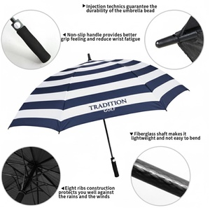 Custom Golfing <b>Umbrella</b> Oversized 130cm Waterproof Semi-<b>Automatic</b> Pongee Straight <b>Umbrella</b> American Style Vintage Aesthetic - Product Image 3