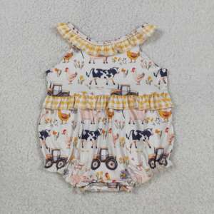 RTS Boutique Farm Cows Animals Baby Girls Clothes Toddler <b>Bubble</b> Romper Casual Wholesale Newborn Bodysuit Clothes - Product Image 3