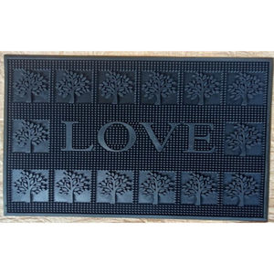 Tapis en caoutchouc Love, design rectangulaire, fabriqué à la machine, antidérapant, lavable, durable, écologique, motif floral, 1,6 kg, extérieur, maison, bureau - Product Image 1