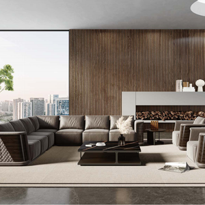 Ensemble de canapés modulaires en <span class=keywords><strong>cuir</strong></span> <span class=keywords><strong>blanc</strong></span> de luxe avec table basse pour suite d'hôtel 5 étoiles, mobilier commercial haut de gamme - Product Image 3