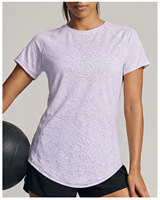 T-shirt de yoga ample à manches courtes et col rond en soie glacée jacquard ajouré, respirant, séchage rapide, extensible dans les quatre sens, idéal pour l'été