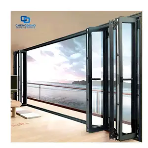 Precio de fábrica Entrada de seguridad exterior Marco de aluminio de vidrio Puertas plegables Puertas abatibles Puerta