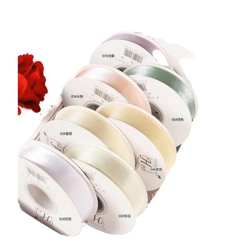 Luxury Premium Gift Wrap Ribbon Custom Color Individual Packaging Wholesale Polyester Silk Spool