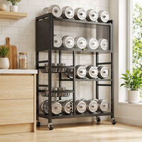 Étagère de rangement moderne pour cuisine, pour four à micro-ondes, sur pied, trois niveaux, en métal, avec design imperméable