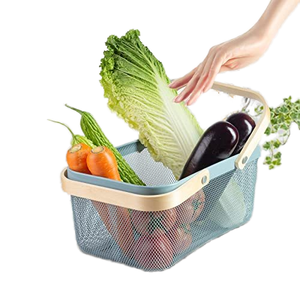 Panier en treillis métallique avec poignées, style ferme, pour l'organisation et le rangement des placards et des garde-manger - Product Image 3