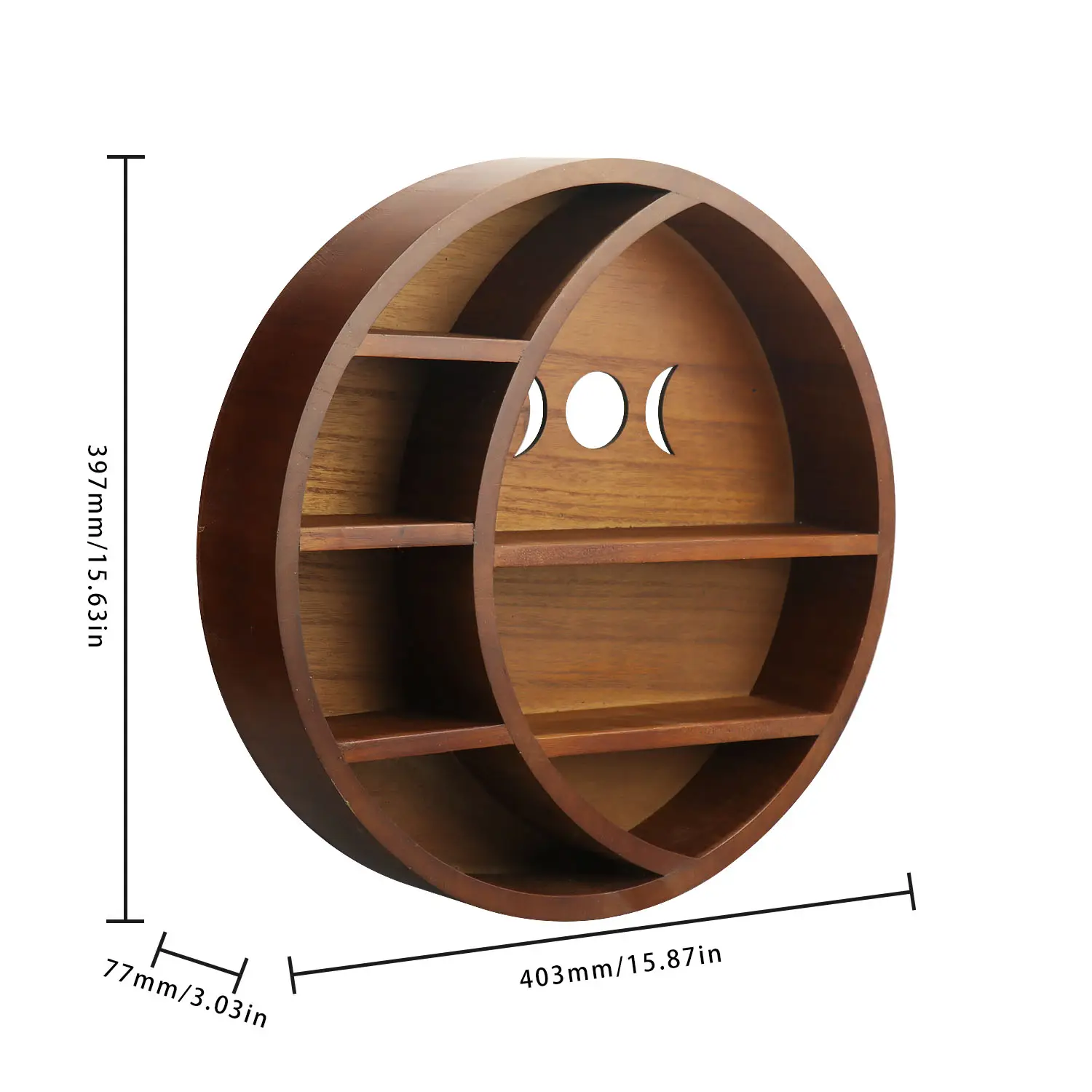 Rak bulan sabit kustom dekorasi gantung dinding fase bulan kristal untuk kamar tidur dekorasi dinding bulan kayu untuk batu