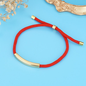 Personalized Engravable Stainless Steel Gold Curved Bar Strand Adjustable <b>Drawstring</b> Ropes <b>Bracelet</b> - Product Image 6