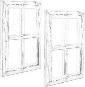 Rough window frame wall decoration rural white wooden window farmhouse decoration