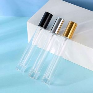 Flacon de parfum carré de 10 ml avec bouchon à vis, pompe pulvérisatrice, en verre transparent, mini format de voyage, emballage cosmétique OEM avec impression sur écran - Product Image 3