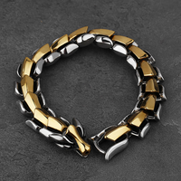 Bracelet pour homme en acier inoxydable, chaîne en os de dragon, ton argenté, style hip-hop, bijou de poignet, cadeau d'anniversaire