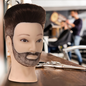 Cabeza de Maniquí para Peluquería con Cabello Corto y Barba para Hombre, Cabeza de Maniquí Profesional para Entrenamiento en Salón de Belleza - Product Image 6