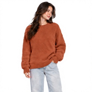 Pull en mohair épais unisexe, col rond oversize, rayé, tricoté à la main, jacquard, tricot d'hiver, conception personnalisée OEM ODM - Product Image 1