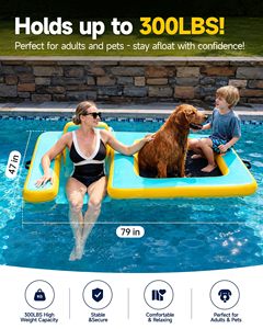 Flotador Inflable para Perros con Asiento, Balsa Flotante de PVC para Adultos y Perros, Capacidad de 242 lb, Piscina Flotante para Mascotas, Diversión en la Playa - Product Image 3
