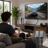 Câble HDMI 2.1 8K 48 Gbps, gaine en nylon tressé, coque en aluminium, 8K60Hz 4K120Hz 10K EARC plaqué or pour PS5, TV, projecteur, ordinateur portable