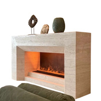Cheminée en travertin naturel minimaliste de style italien, pierre de luxe pour villa, salon, hôtel, club, cheminée décorative