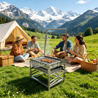 Barbecue au charbon sans fumée BlazeFor, panier de cuisson en métal, barbecue de jardin, grils de table au charbon, grils BBQ en acier inoxydable